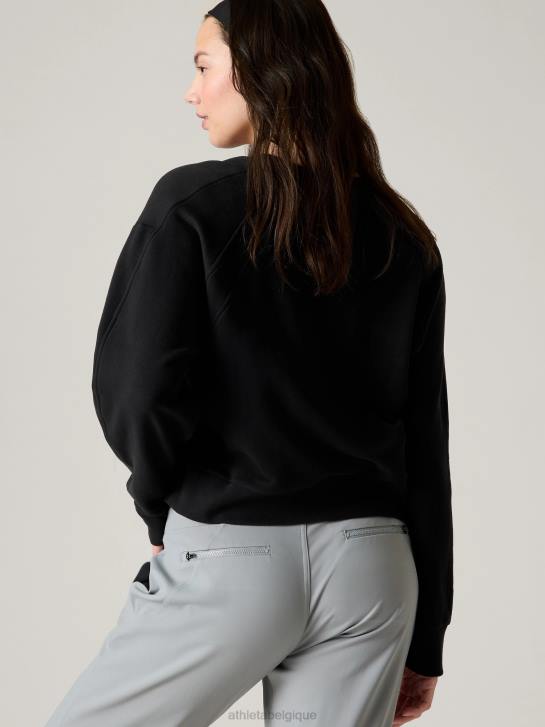 Athleta femmes sweat-shirt à col rond retroplush revive JRTZ506 vêtements noir