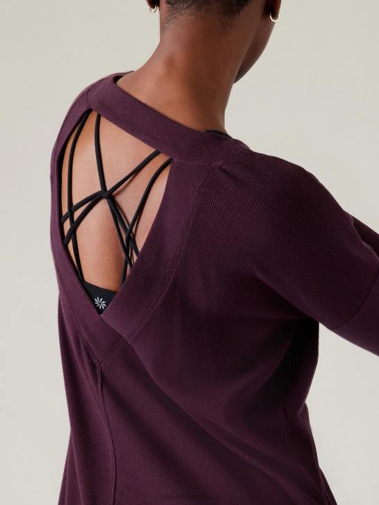 Athleta femmes sweat-shirt de présence JRTZ223 vêtements cabernet épicé