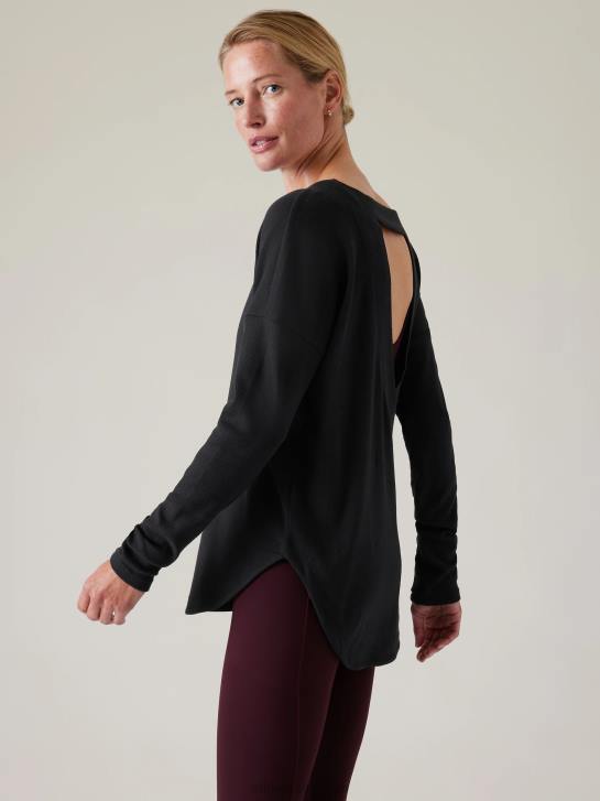Athleta femmes sweat-shirt de présence JRTZ271 vêtements noir
