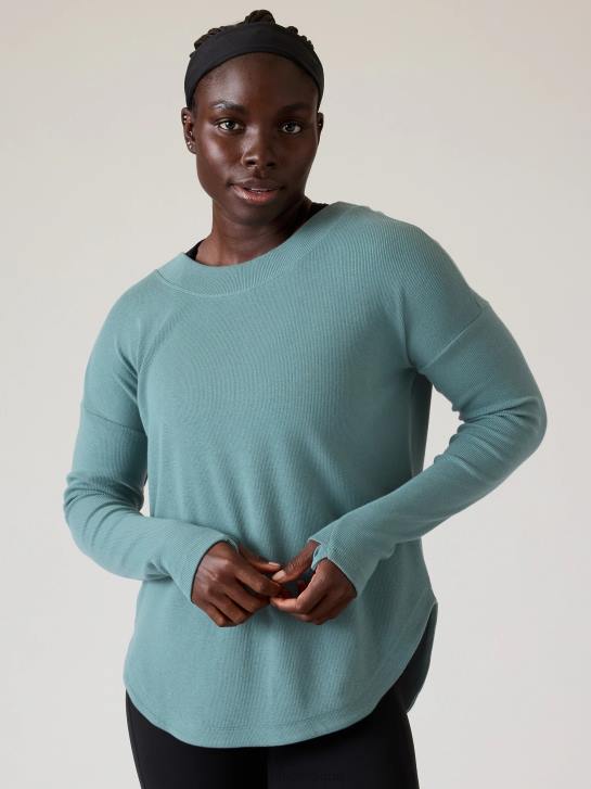 Athleta femmes sweat-shirt de présence JRTZ277 vêtements vert oxydé