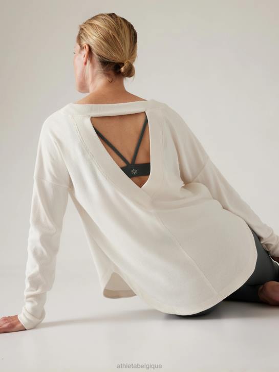 Athleta femmes sweat-shirt de présence JRTZ457 vêtements magnolia blanc