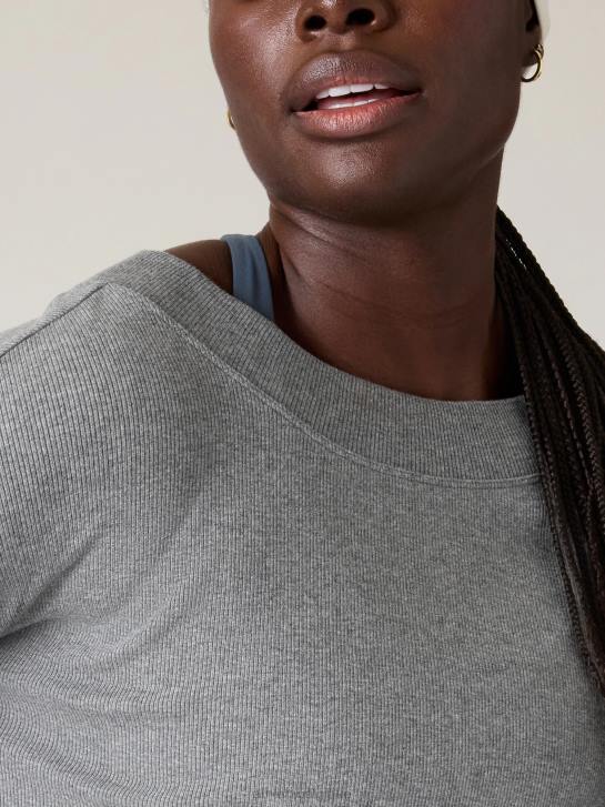 Athleta femmes sweat-shirt de présence JRTZ510 vêtements gris moyen chiné