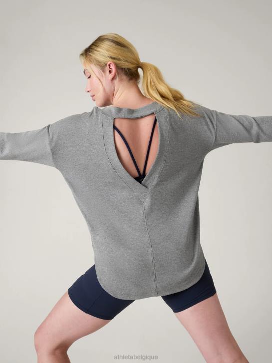 Athleta femmes sweat-shirt de présence JRTZ510 vêtements gris moyen chiné