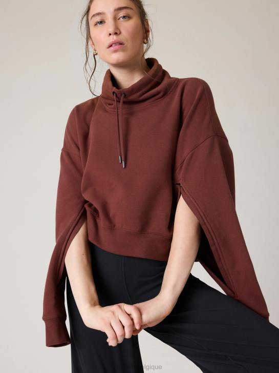 Athleta femmes sweat-shirt rétropeluche clés JRTZ215 vêtements cerisier foncé