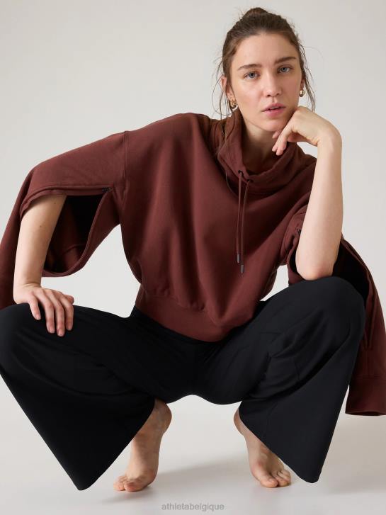 Athleta femmes sweat-shirt rétropeluche clés JRTZ215 vêtements cerisier foncé