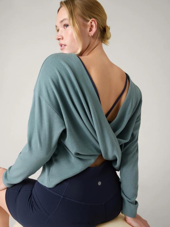 Athleta femmes sweat twist présence JRTZ449 vêtements vert oxydé