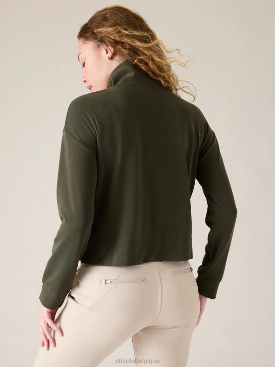 Athleta femmes zip quart de marin seasoft JRTZ193 vêtements tremble, olive
