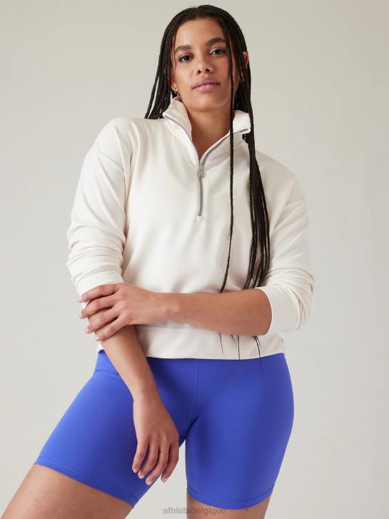 Athleta femmes zip quart de marin seasoft JRTZ205 vêtements magnolia blanc