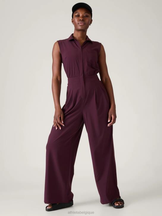 Athleta femmes combinaison large à jambes brooklyn heights JRTZ777 vêtements cabernet épicé