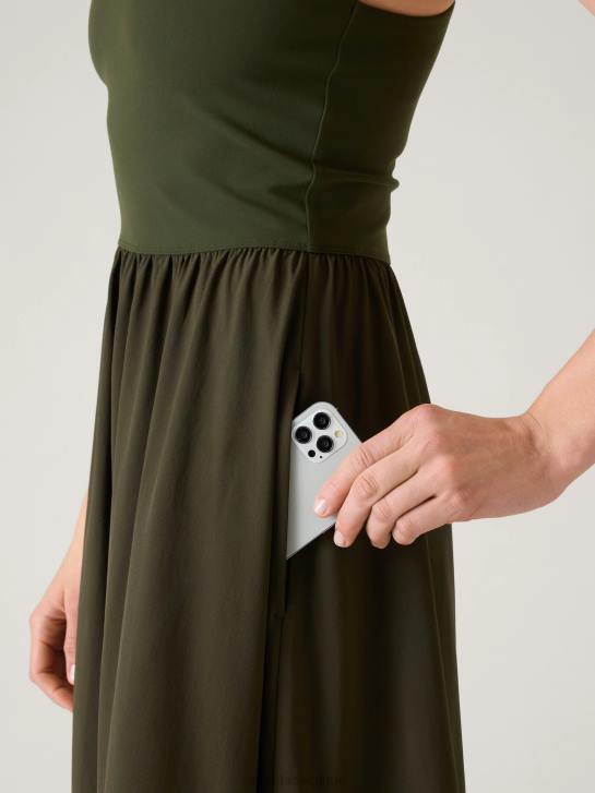 Athleta femmes robe hybride à col en V Elation JRTZ782 vêtements tremble, olive