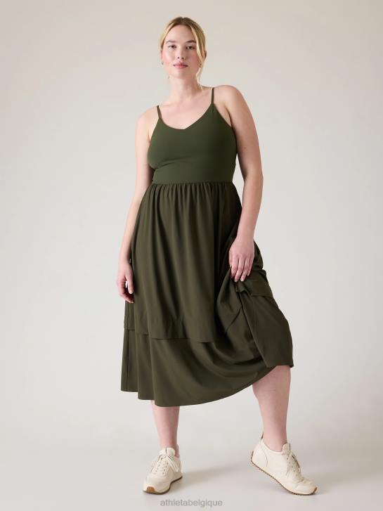 Athleta femmes robe hybride à col en V Elation JRTZ782 vêtements tremble, olive