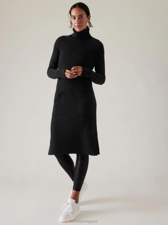 Athleta femmes robe pull à col roulé alpin JRTZ401 vêtements noir