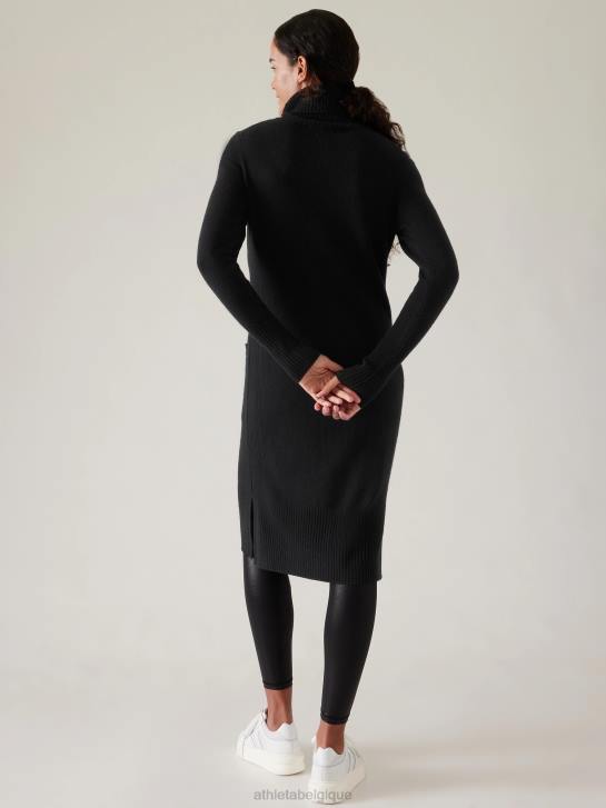 Athleta femmes robe pull à col roulé alpin JRTZ401 vêtements noir