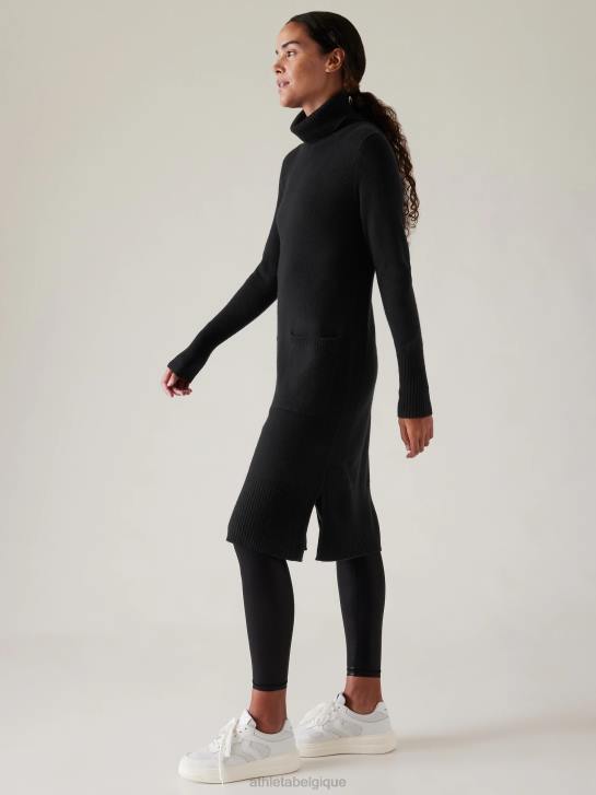 Athleta femmes robe pull à col roulé alpin JRTZ401 vêtements noir