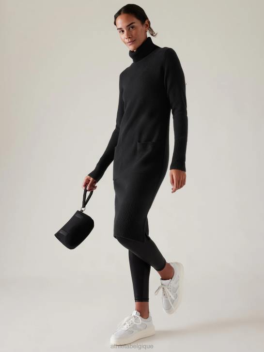 Athleta femmes robe pull à col roulé alpin JRTZ401 vêtements noir