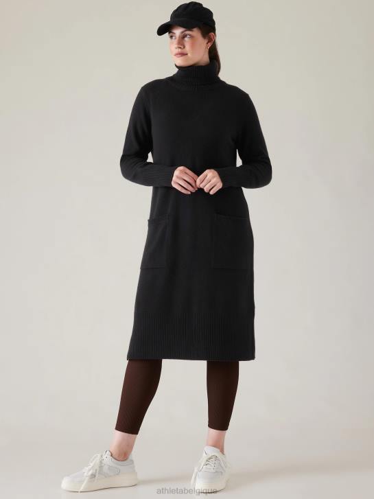 Athleta femmes robe pull à col roulé alpin JRTZ401 vêtements noir