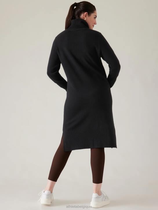 Athleta femmes robe pull à col roulé alpin JRTZ401 vêtements noir