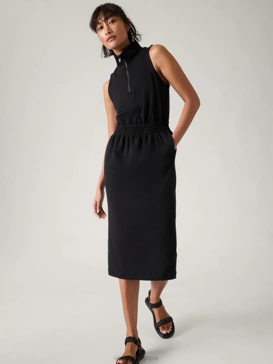 Athleta femmes robe rétro en tissu éponge JRTZ754 vêtements noir