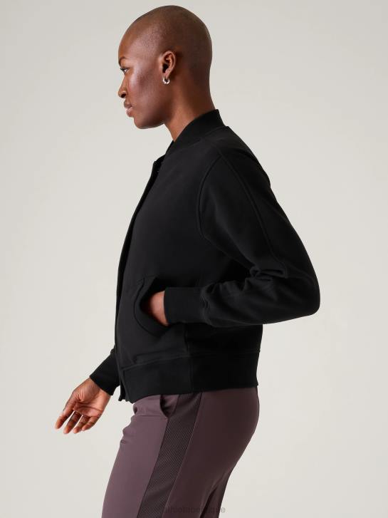 Athleta femmes blouson aviateur rétro en peluche JRTZ409 vêtements noir