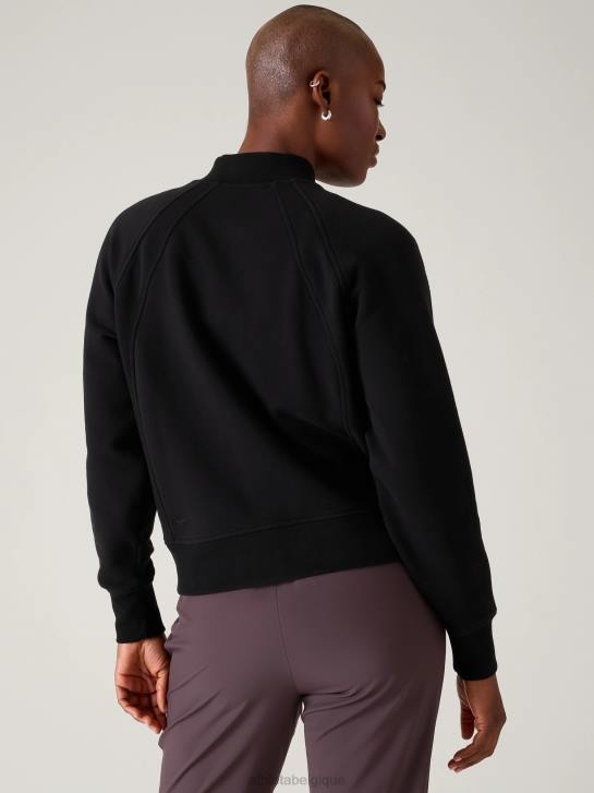 Athleta femmes blouson aviateur rétro en peluche JRTZ409 vêtements noir