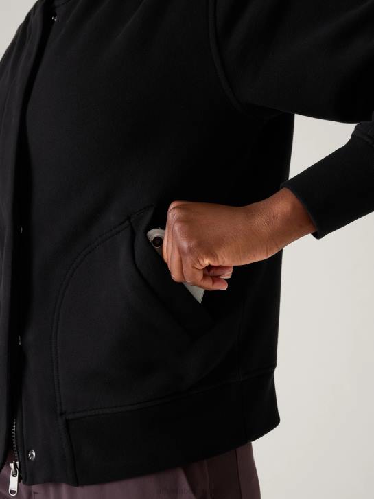 Athleta femmes blouson aviateur rétro en peluche JRTZ409 vêtements noir