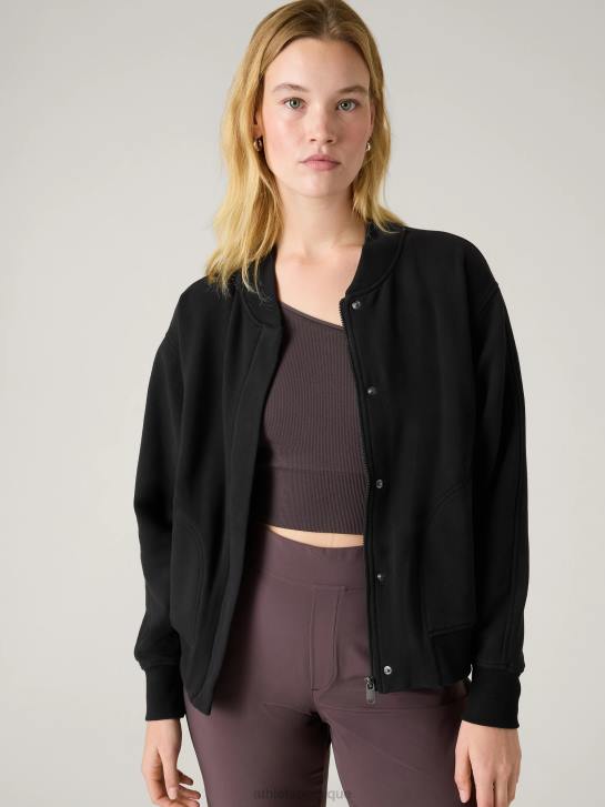 Athleta femmes blouson aviateur rétro en peluche JRTZ409 vêtements noir