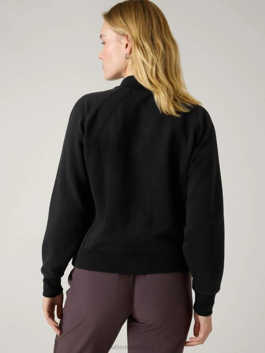 Athleta femmes blouson aviateur rétro en peluche JRTZ409 vêtements noir