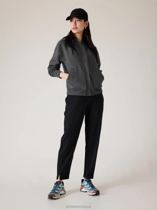 Athleta femmes blouson aviateur rétro en peluche JRTZ585 vêtements gris anthracite chiné