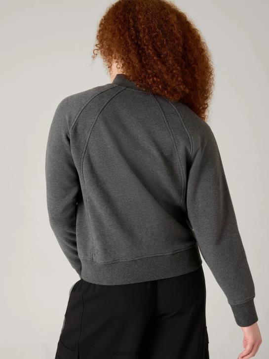 Athleta femmes blouson aviateur rétro en peluche JRTZ585 vêtements gris anthracite chiné