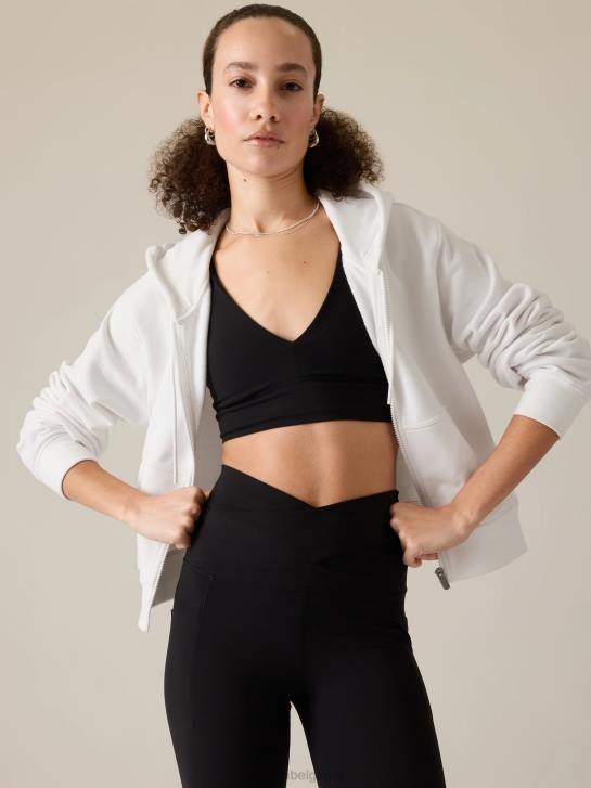Athleta femmes sweat-shirt à fermeture éclair en polaire pour toujours JRTZ200 vêtements blanc brillant