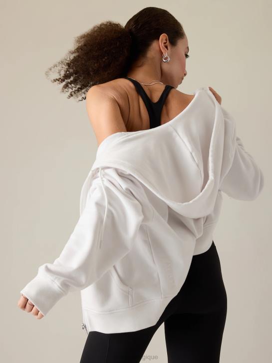 Athleta femmes sweat-shirt à fermeture éclair en polaire pour toujours JRTZ200 vêtements blanc brillant