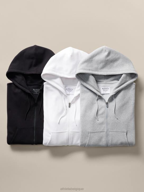 Athleta femmes sweat-shirt à fermeture éclair en polaire pour toujours JRTZ200 vêtements blanc brillant