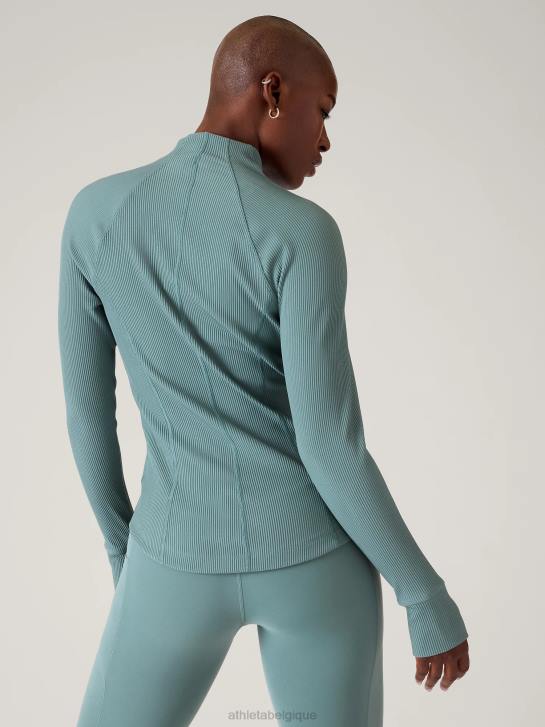Athleta femmes veste de salutation JRTZ291 vêtements côte verte oxydée