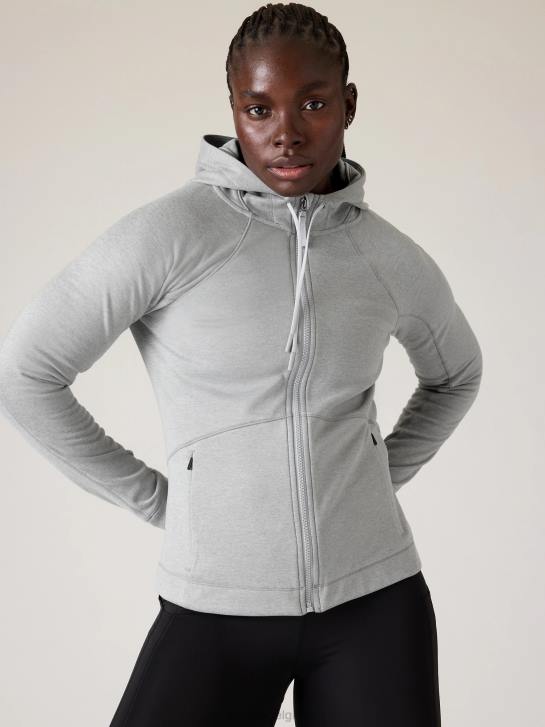 Athleta femmes zip complet imparable JRTZ246 vêtements gris chiné