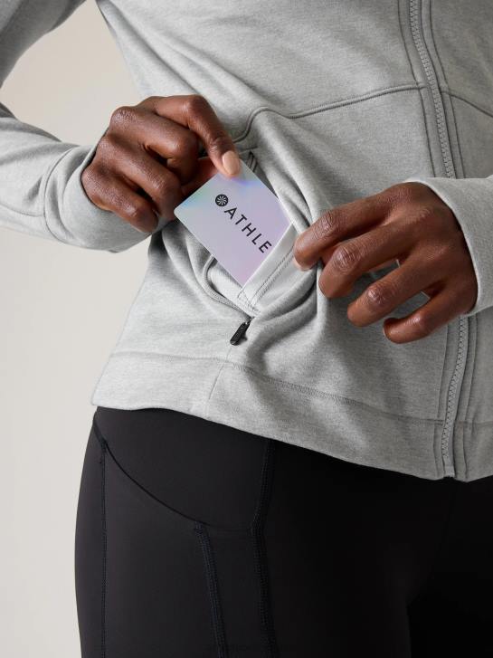 Athleta femmes zip complet imparable JRTZ246 vêtements gris chiné