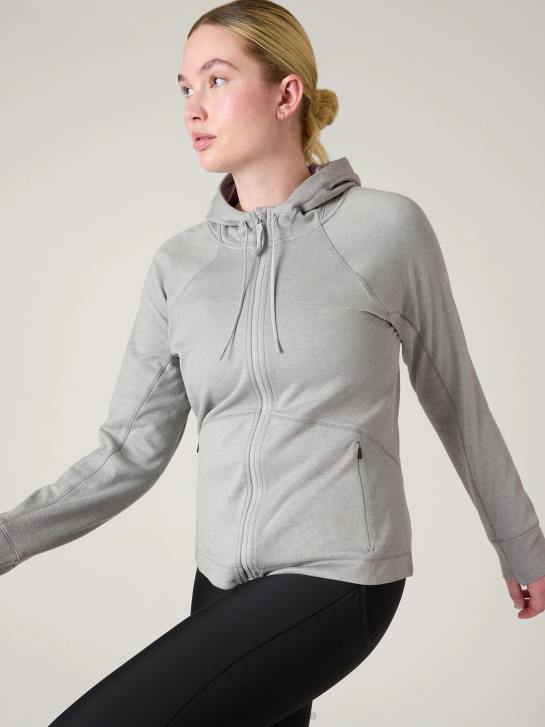 Athleta femmes zip complet imparable JRTZ246 vêtements gris chiné